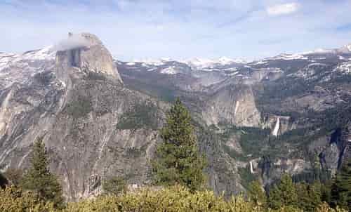 Half Dome, Liberty Cap, Vernal Falls and Nevada Falls from Glacier Point