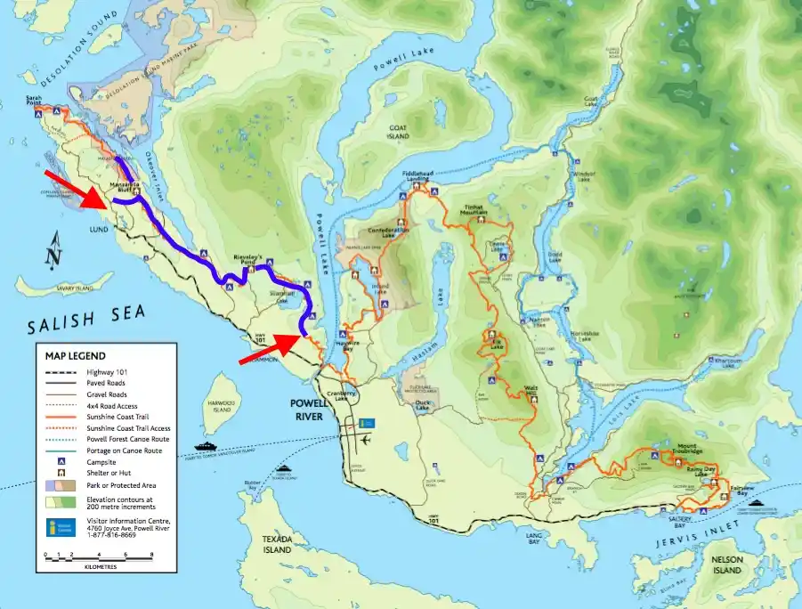 Sunshine Coast Trail map