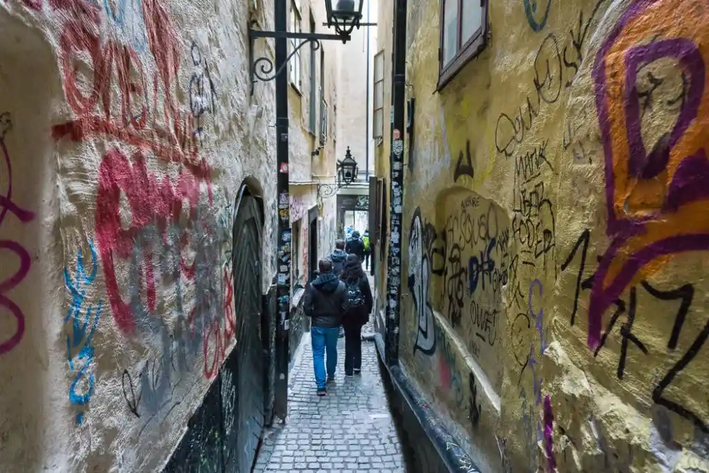 Marten Trotzigs Grand in the old town of Stockholm. Visit it on the Ultimate Self-Guided Walking Tour of Stockholm