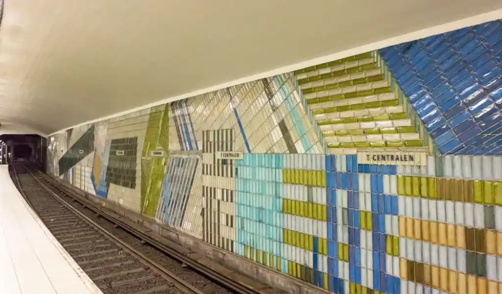 Art at T-Centralen Station on the Stockholm subway. Find out how to visit this station and 11 others on a self-guided tour of Stockholm subway art.