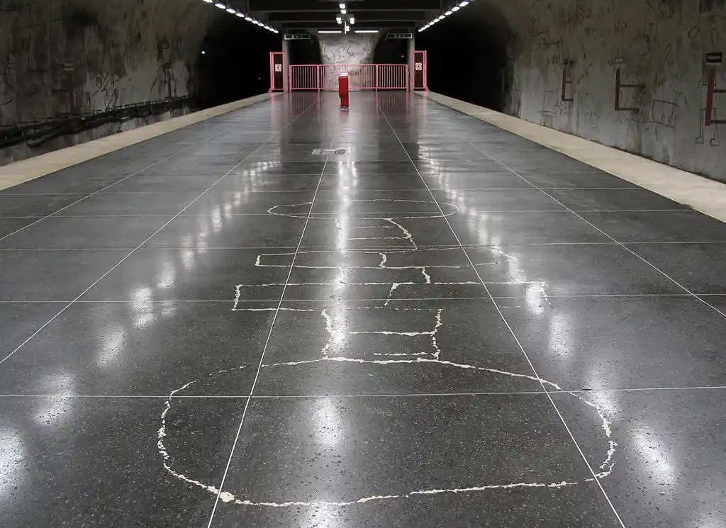 Art at Hallonbergen Station on the Stockholm subway. Find out how to visit this station and 11 others on a self-guided tour of Stockholm subway art.