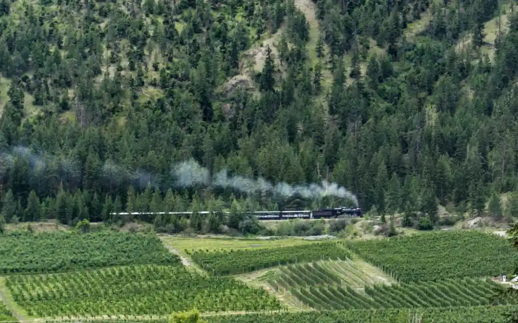 The Kettle Valley Heritage Train in Summerland, BC. Explore Summerland's wineries by bike with this self-guided tour.