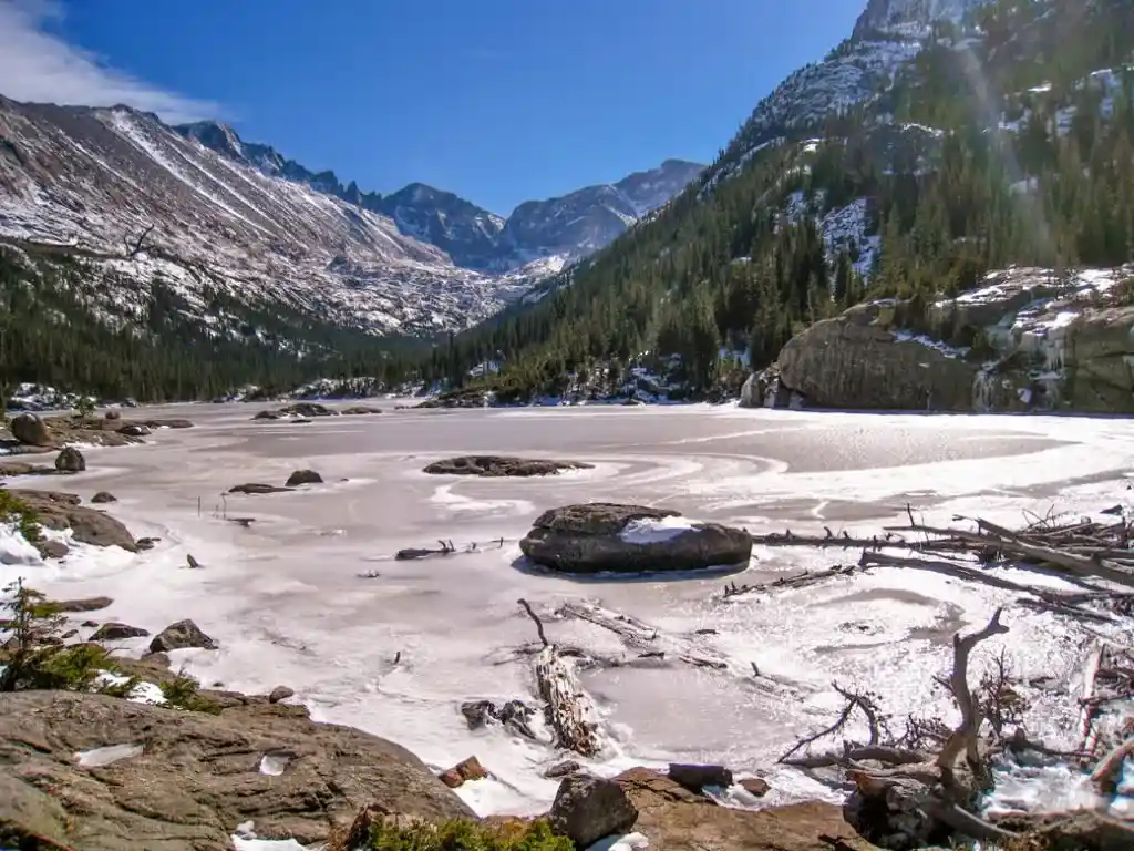 Black Lake in Rocky Mountain National Park. One of the best lake hikes in Colorado.