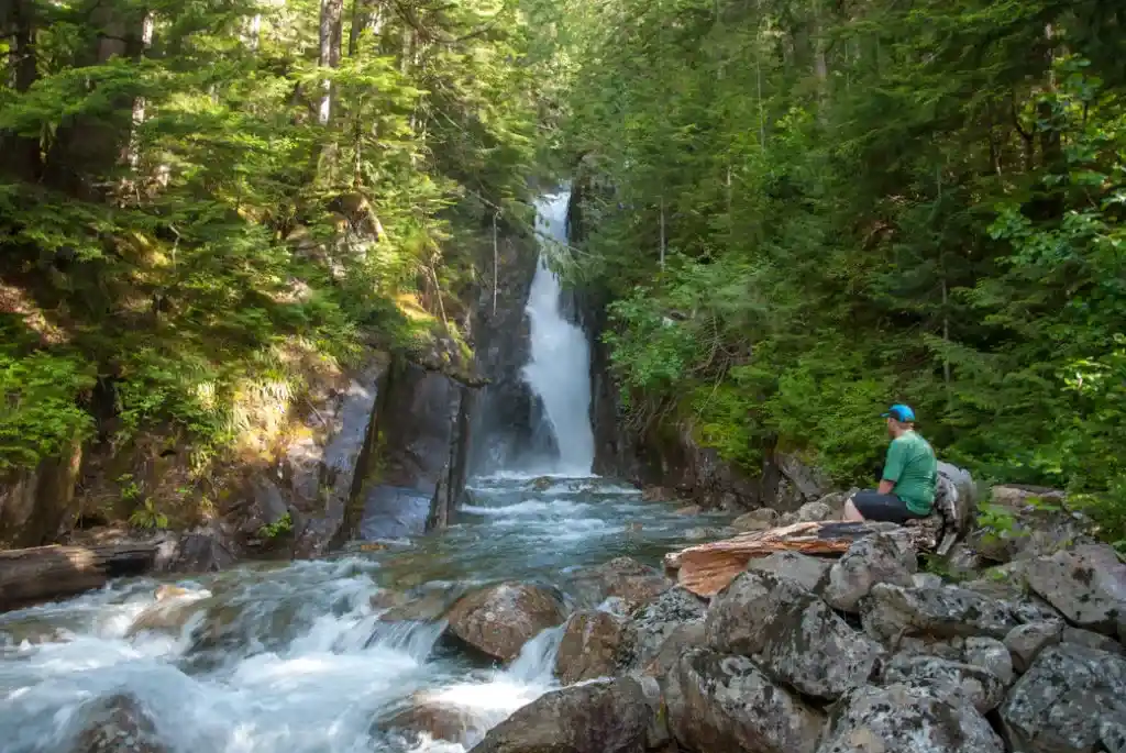 Brotherhood Falls at Statlu Lake in Mission, BC. Just one of over 40 waterfalls near Vancouver you can hike to.