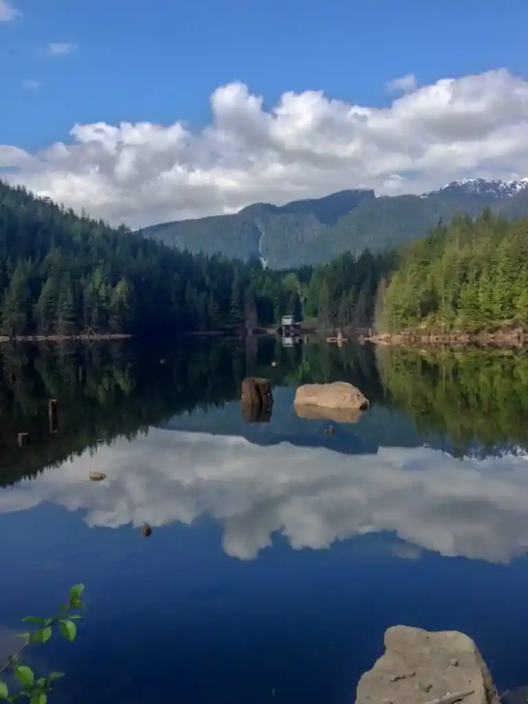 Buntzen Lake in Coquitlam. You can take the bus there from Vancouver