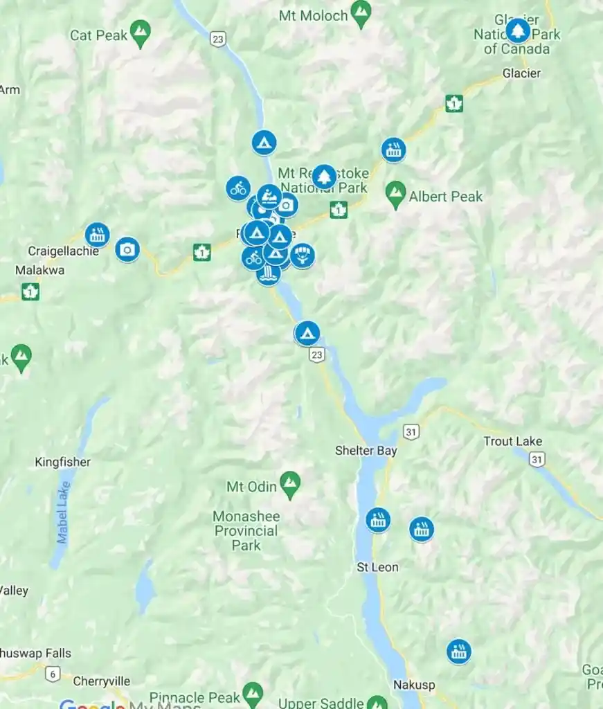 Things to do in Revelstoke Google Map