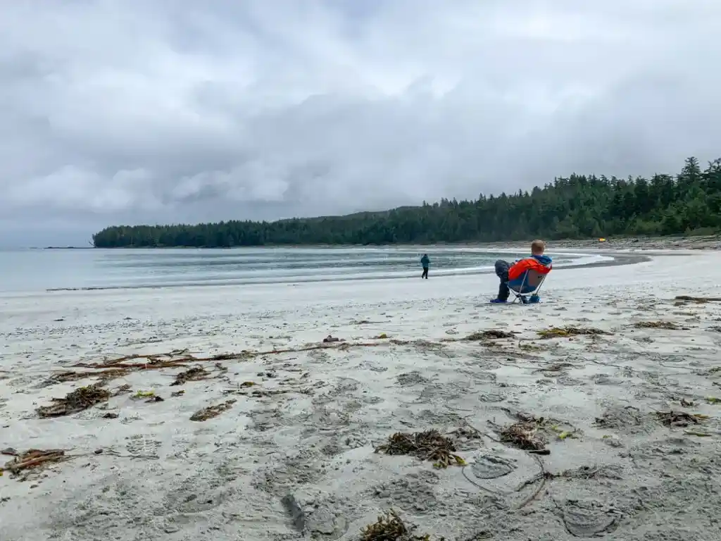 Hiker relaxing at Nissen Bight