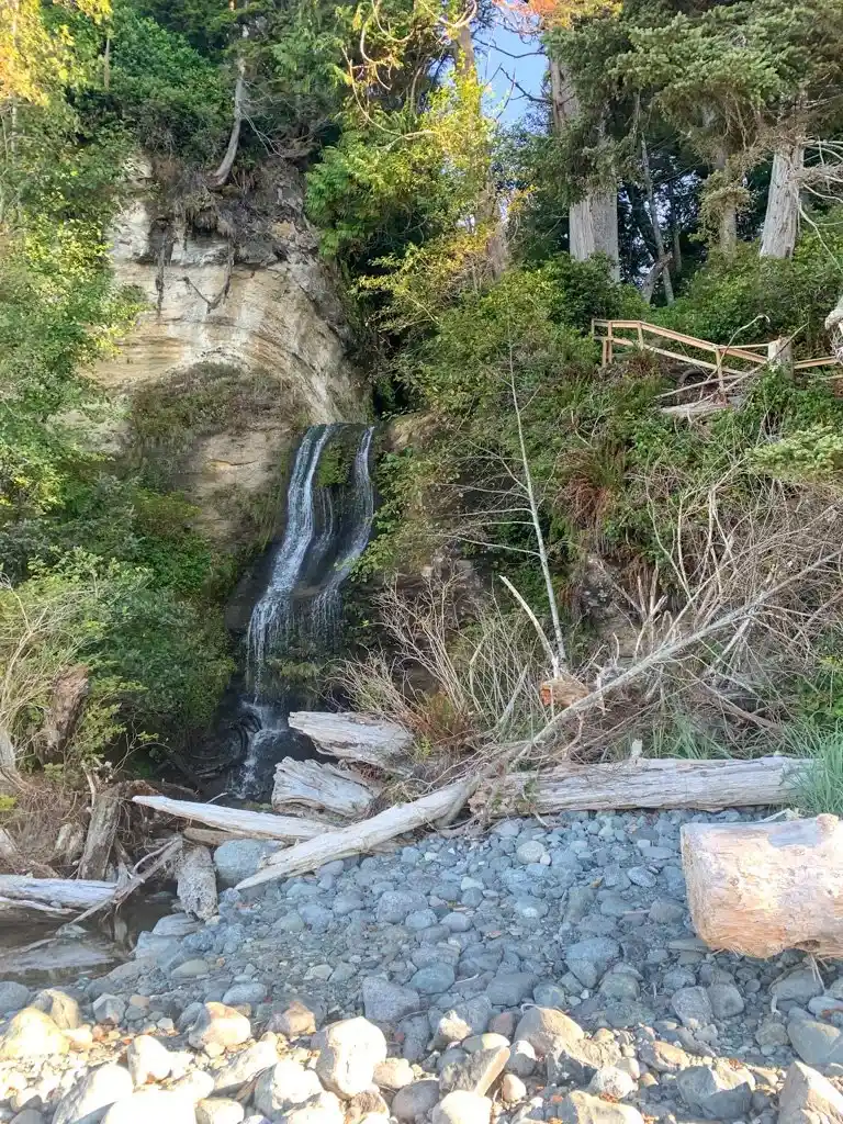 Bear beach waterfall on the Juan de Fuca Trail