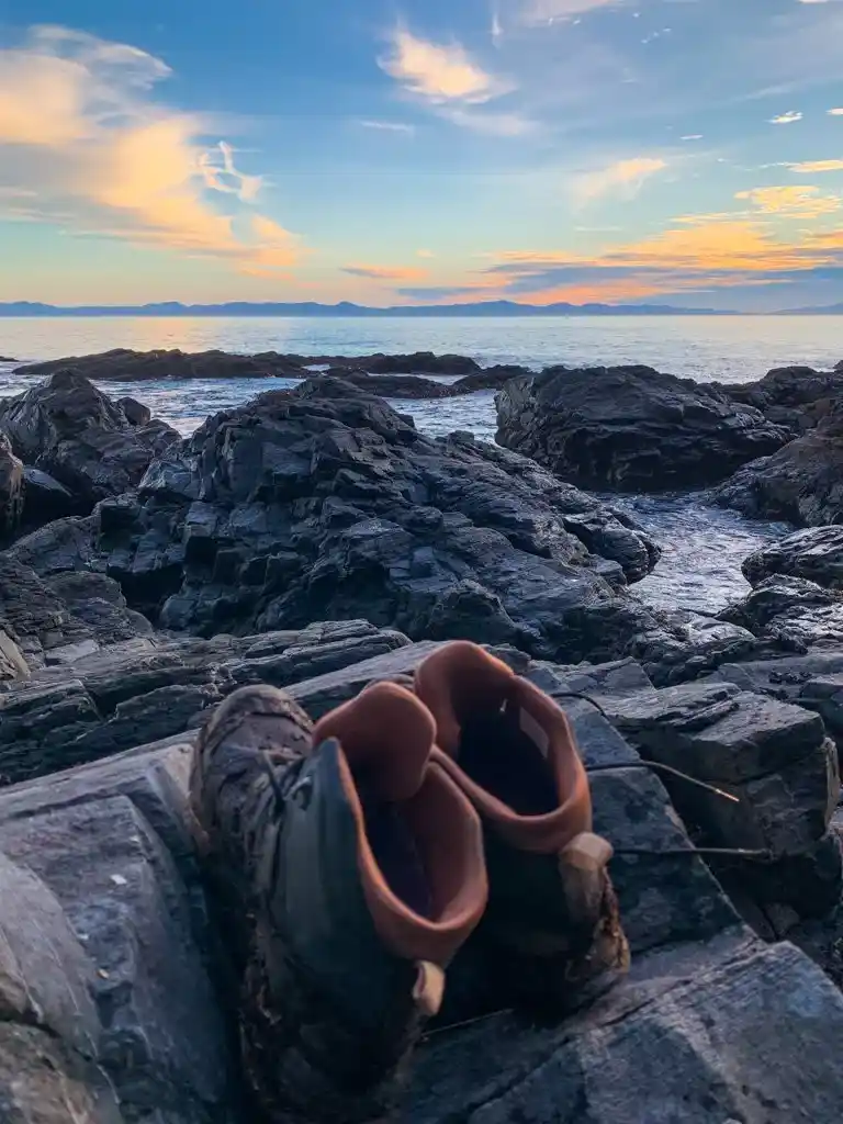 Enjoying the sunset from the rocks near Little Kuitshe Creek Camp