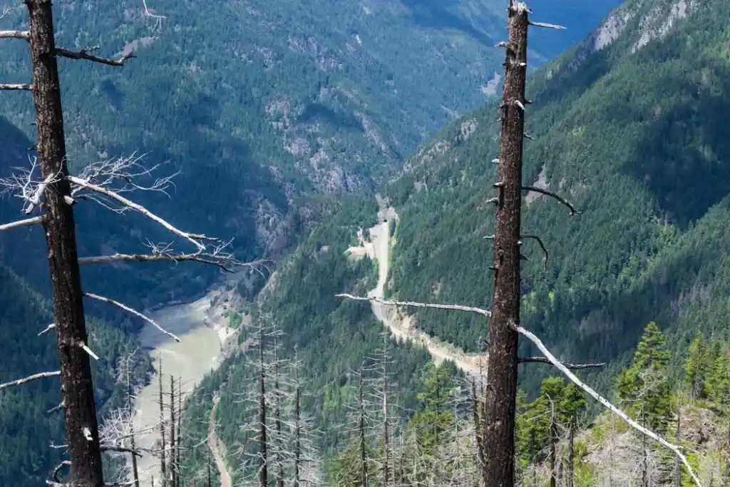 View of Highway 1 from the Tikwalus Trail - one of the best overnight hiking trips in BC