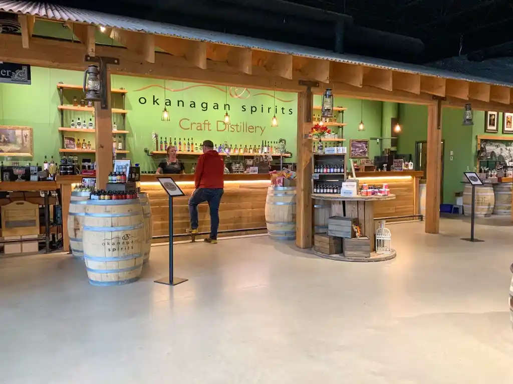 The tasting room at Okanagan Spirits Craft Distillery in Vernon
