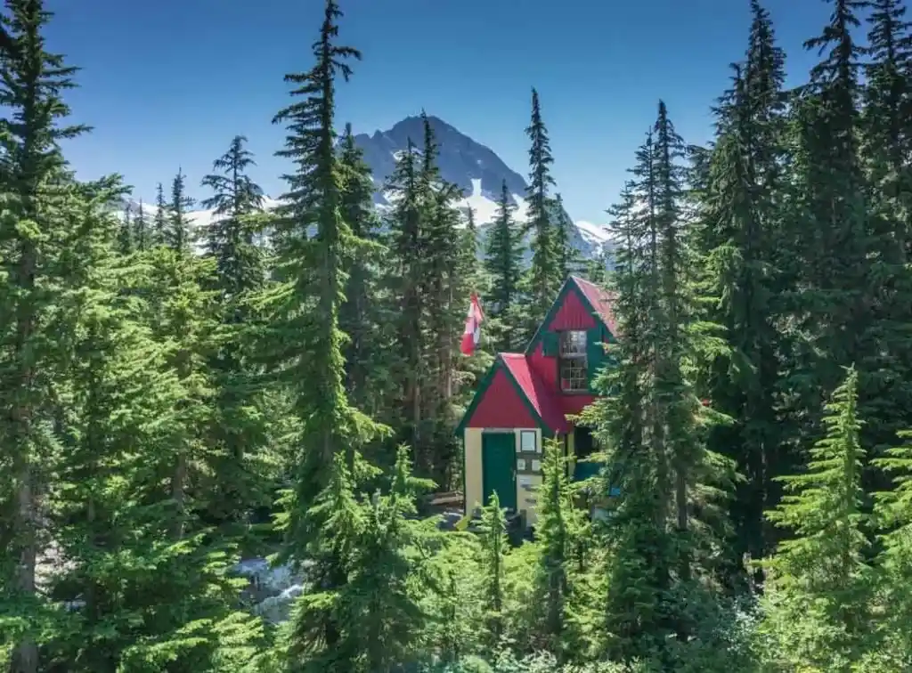 Tantalus Hut at Lake Lovely Water near Squamish. A popular BC backcountry cabin