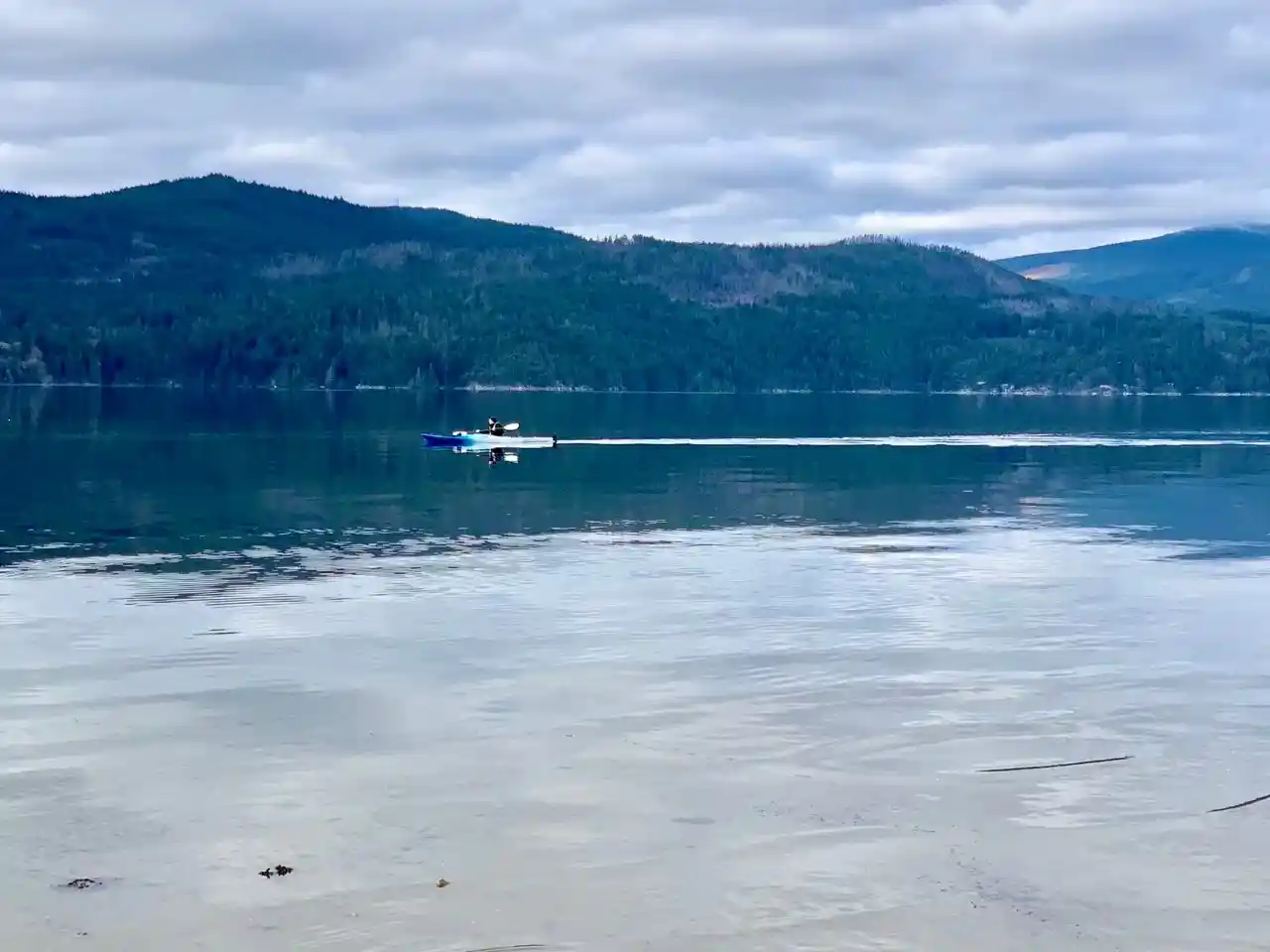 A kayaker at Porpoise Bay Provincial Park in Sechelt
