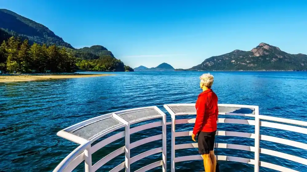 The view from the pier at Porteau Cove Provincial Park, one of the best campgrounds near Vancouver