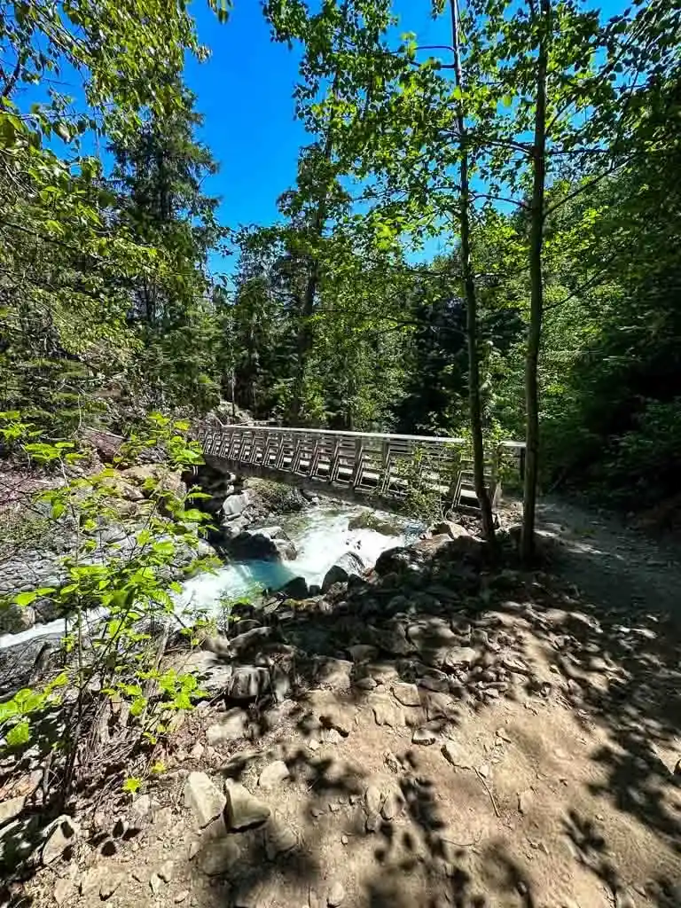 The wooden bridge over Twentyone Mile Creek