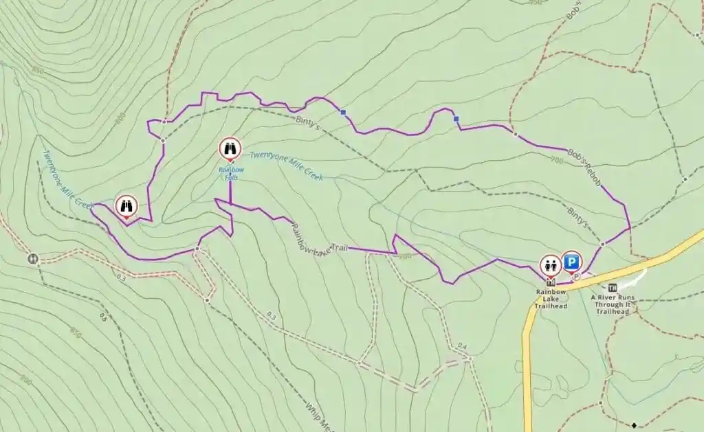 Trail map of the Rainbow Loop Trail in Whistler