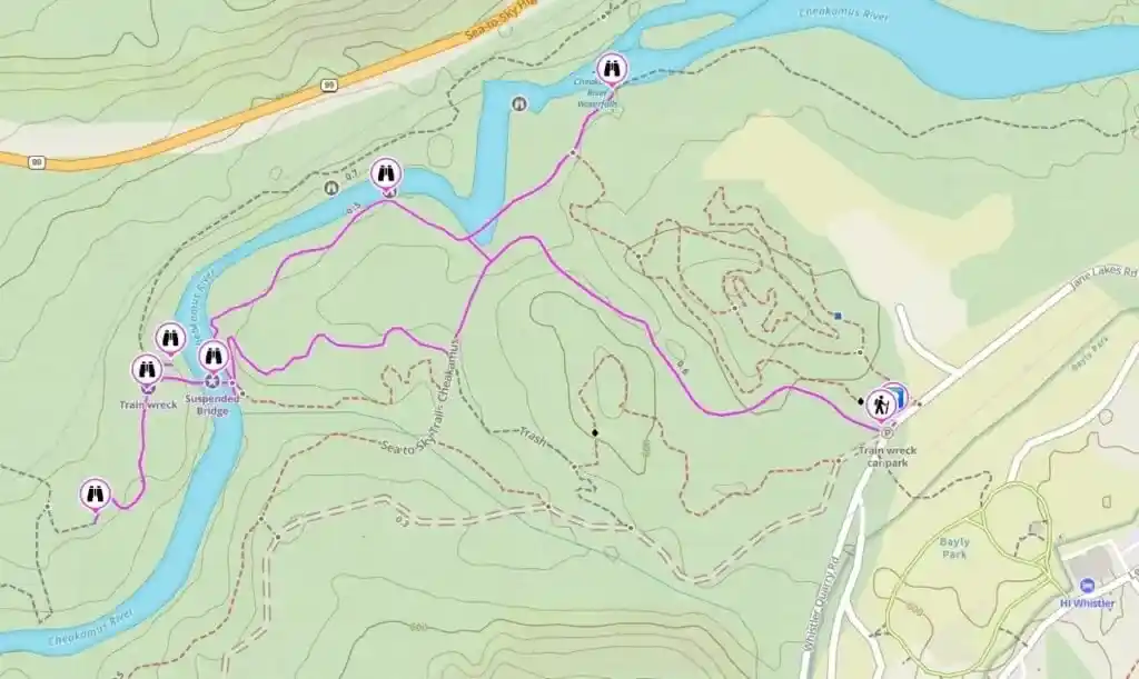 Whistler Train Wreck Trail Map