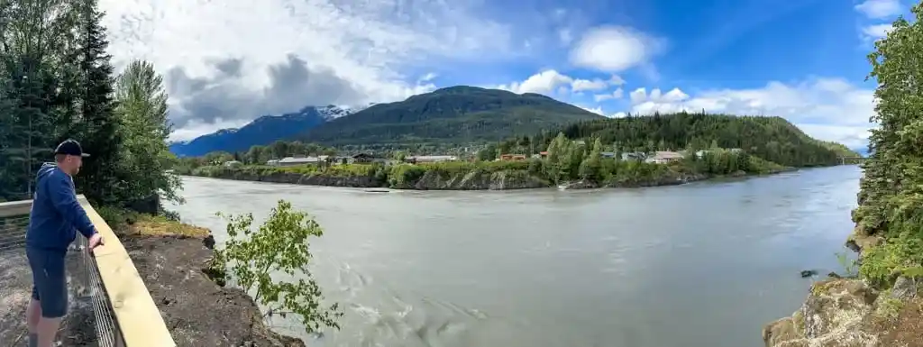 Panoramic View of the Nass River from the viewpoint near Gitwinksilhkw