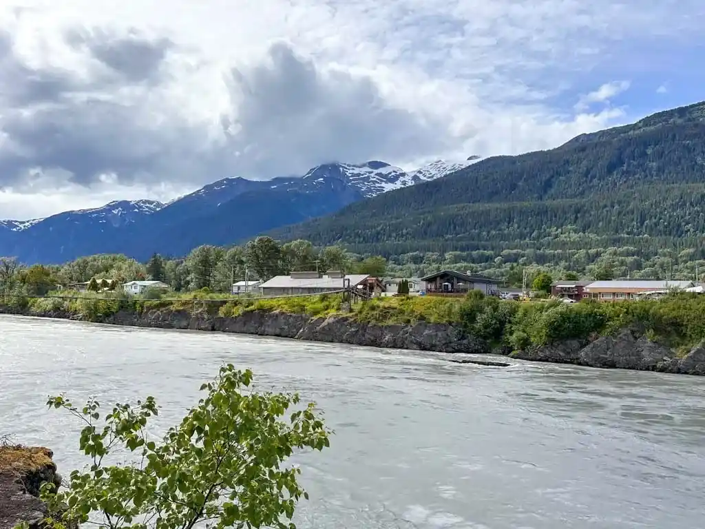 Looking across the Nass River to the village of Gitwinksilhkw