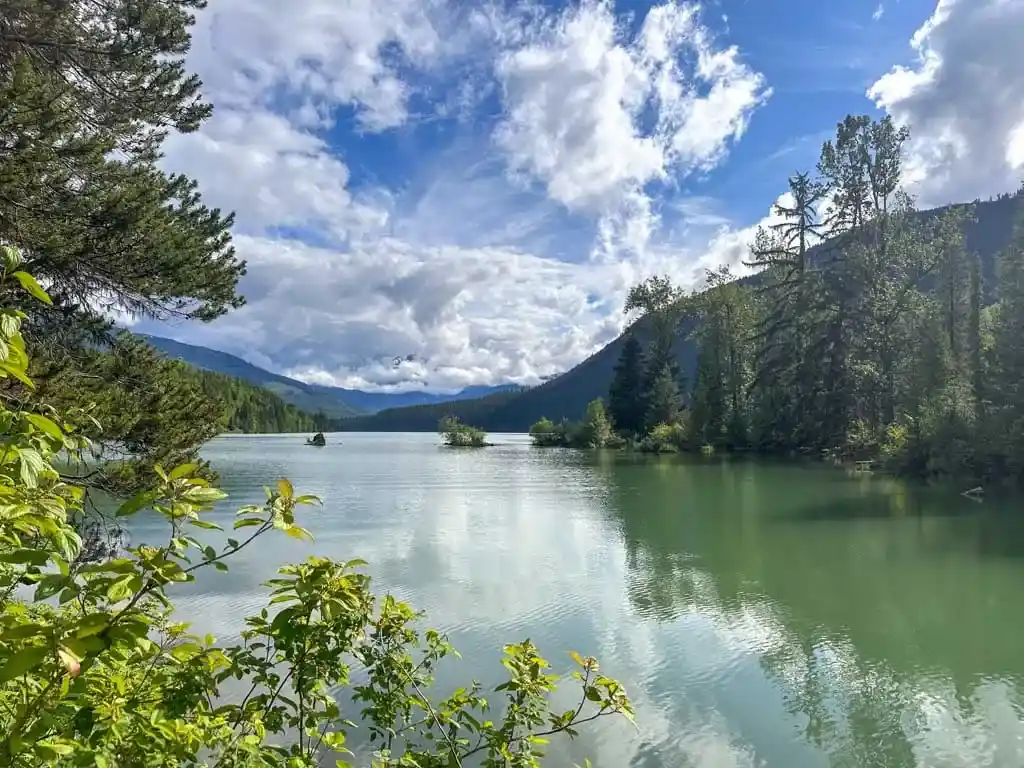 View of Lava Lake from the picnic area in Nisga'a Memorial Lava Bed Provincial Park