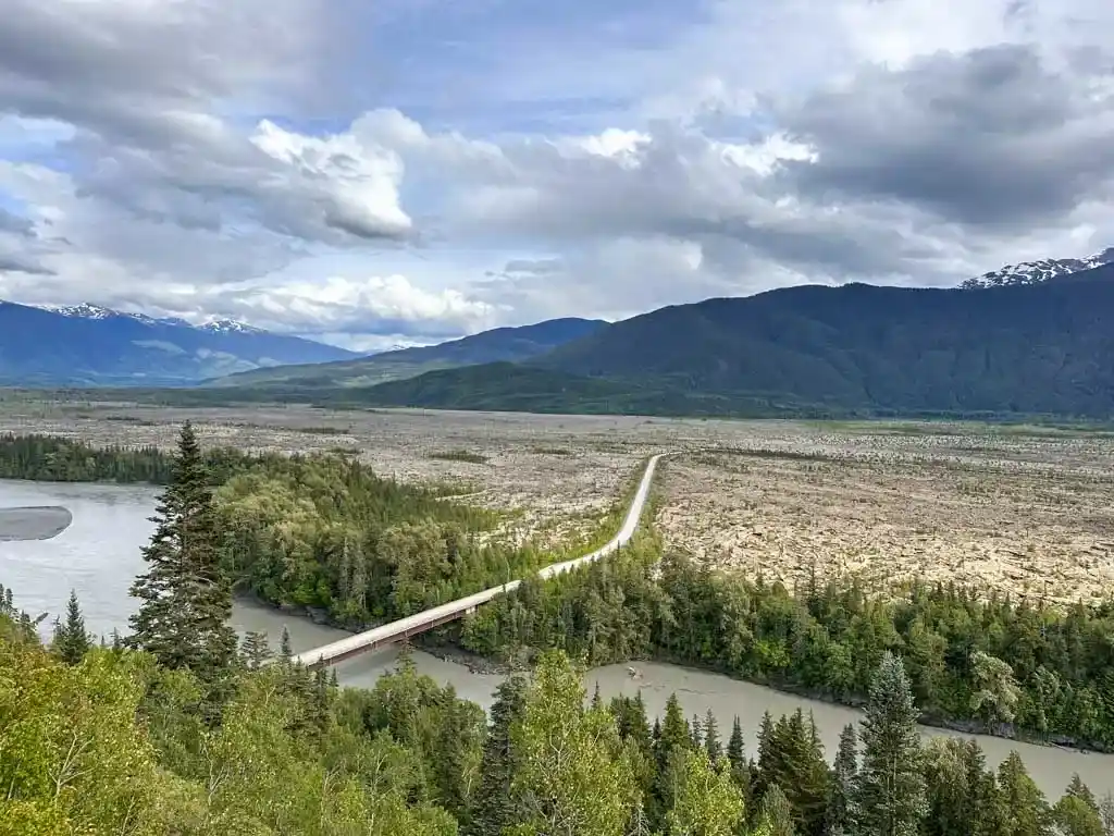 Looking down from the Saasak' Viewpoint in the Nass Valley