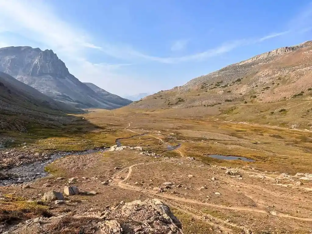 The Skyline Trail in Jasper National Park winds through a valley