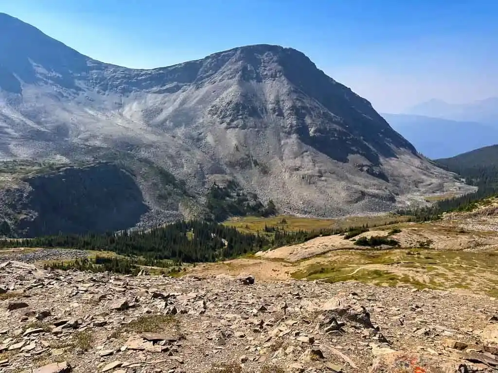 Looking down to Curator Camp from the Skyline Trail