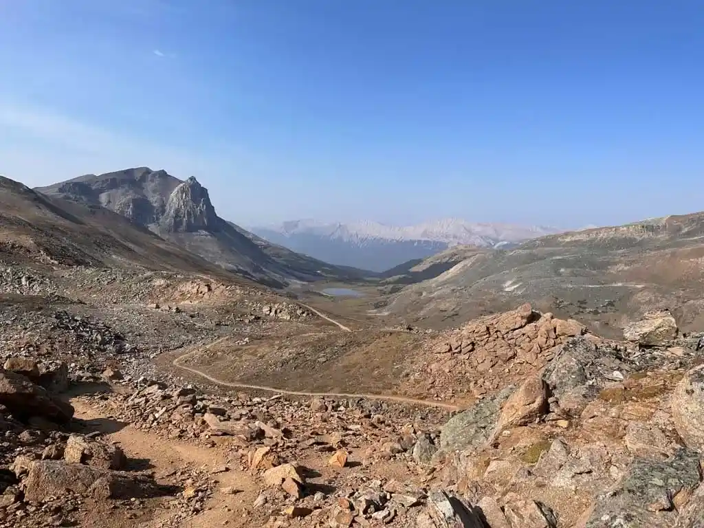 The Skyline Trail winds downhill towards Tekarra Camp