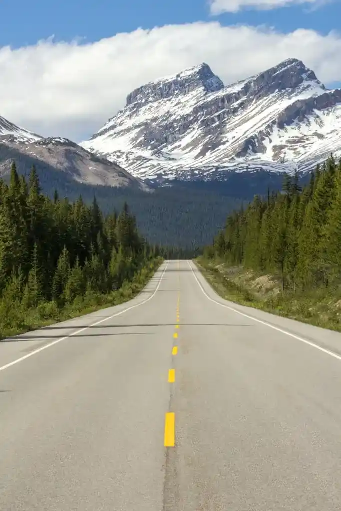 Driving the Icefields Parkway near Banff.