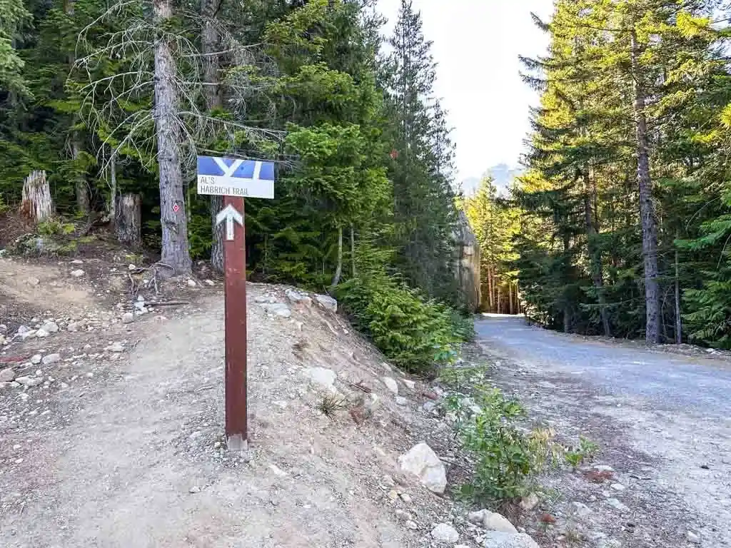 Trailhead for Al's Habrich Trail at the Sea to Sky Gondola