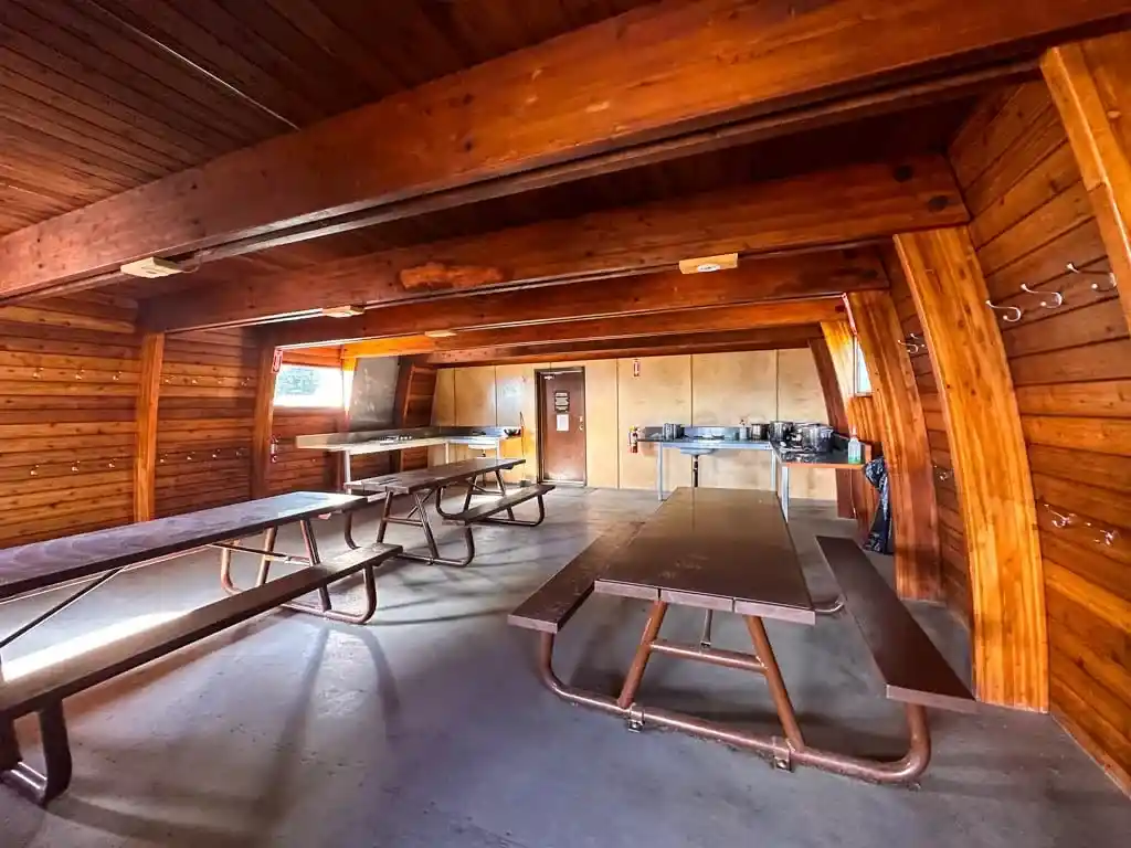 The interior of the Elfin Lakes Hut at Garibaldi Provincial Park 
