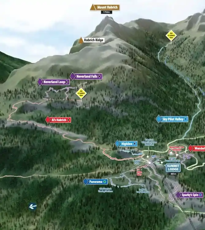 Sea to Sky Gondola trails map showing the Al's Habrich Ridge Trail