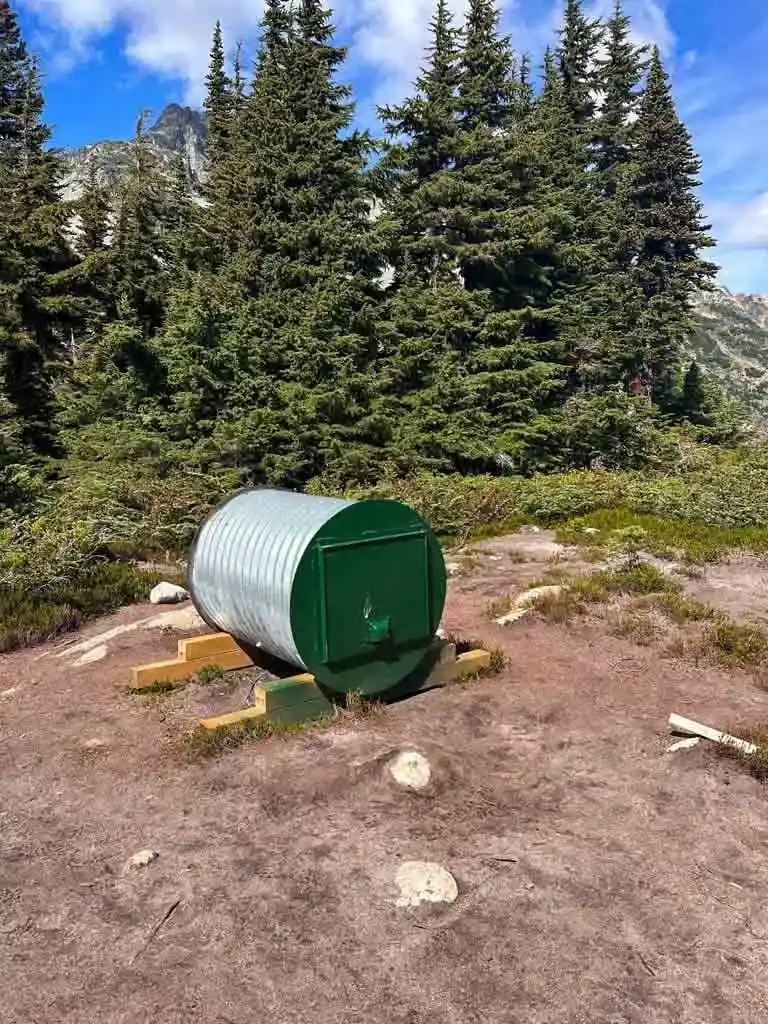 Food cache at Semaphore Lakes