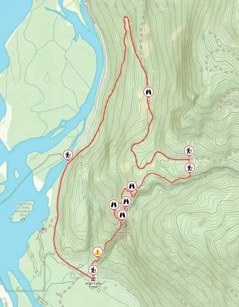 Map of the High Falls Creek Trail in Squamish