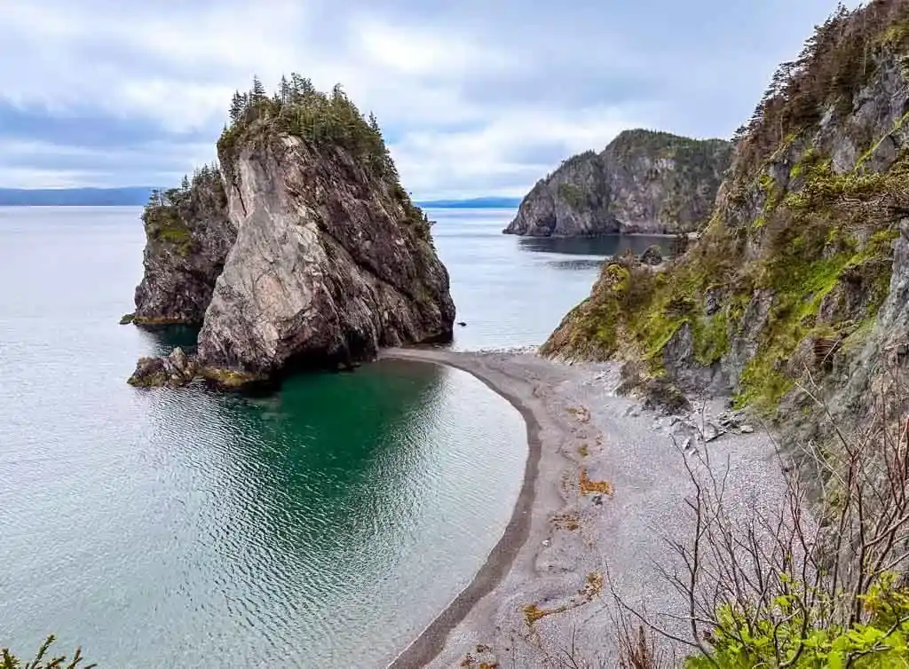 An islet off the coast as seen from the Chance Cove Coastal Trail in Newfoundland