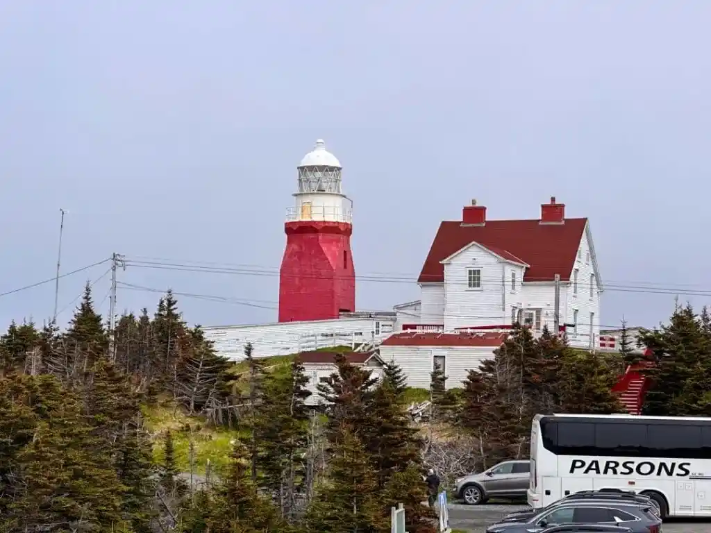 The Long Point Lighthouse in Twillingate as seen from the parking area.