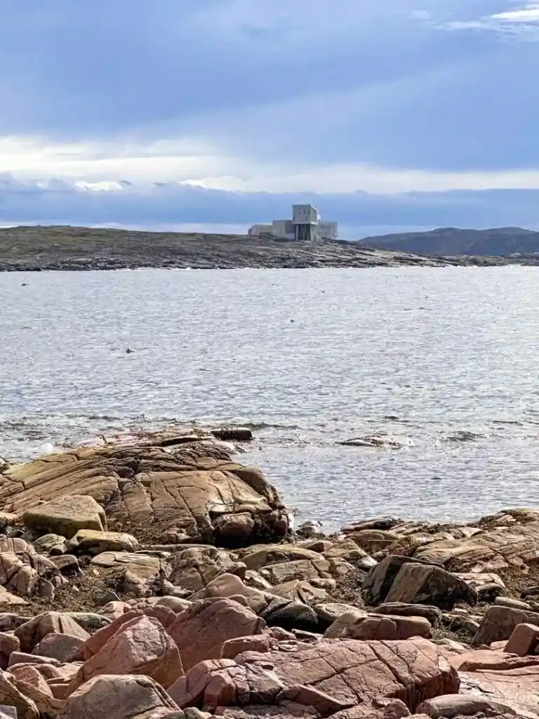 Fogo Island Inn seen from the Joe Batt's Point Trail