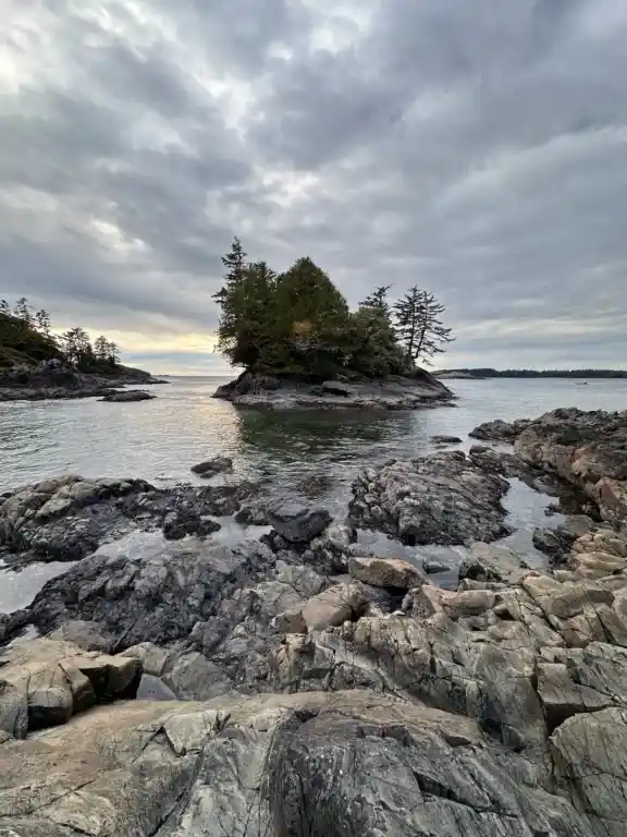 A rocky islet at Mackenzie Beach