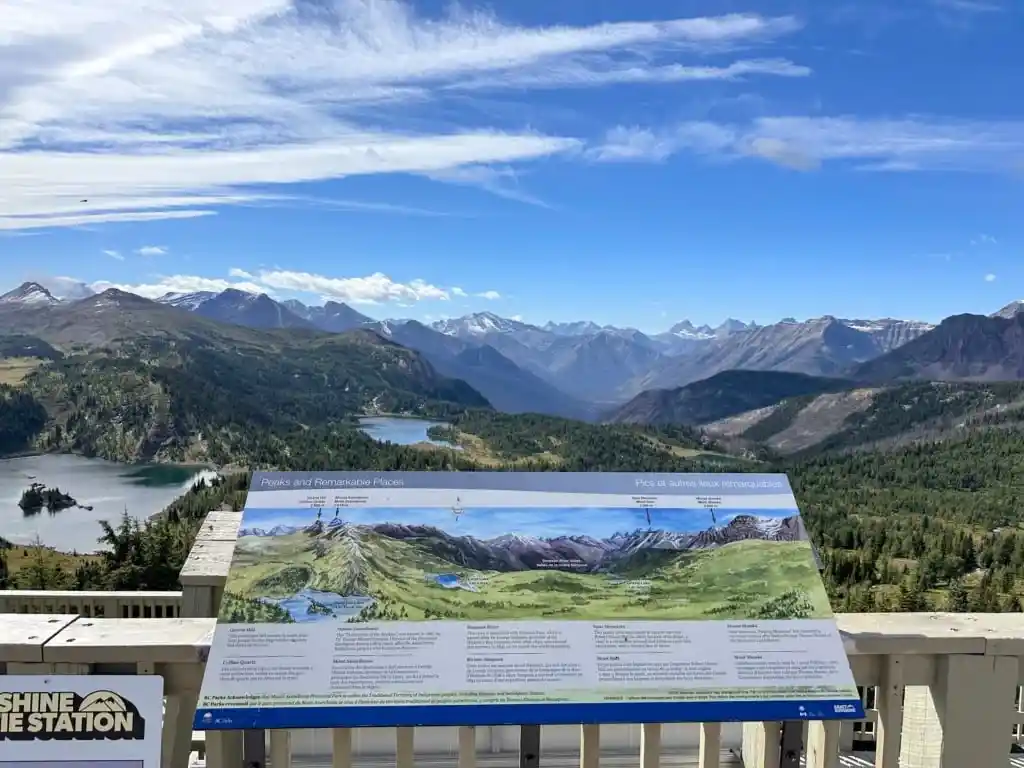 A sign at the Standish Viewing Deck names the surrounding mountains