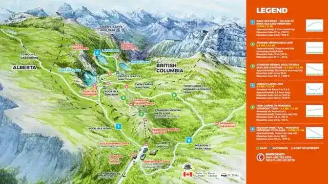 Official Sunshine Meadows hiking map