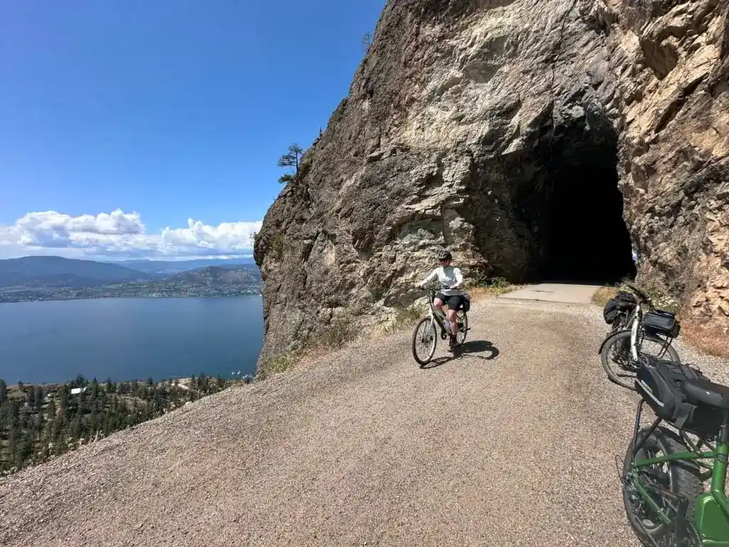 Biking through Little Tunnel on the KVR. 