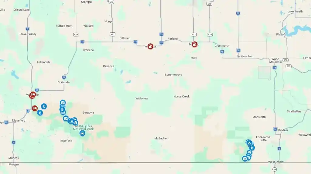 Google Map of Grasslands National Park